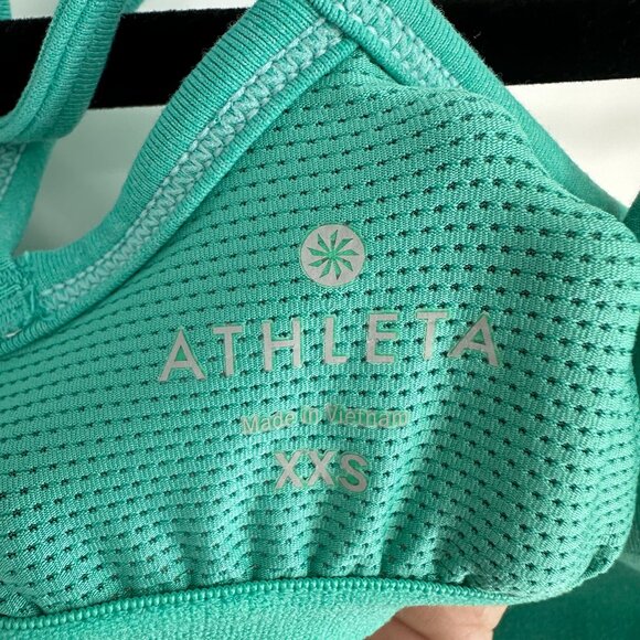 3/$25 Athleta Empowerment Tank Top XXS Shelf Bra Halter Strappy Teal Workout - Picture 3 of 8
